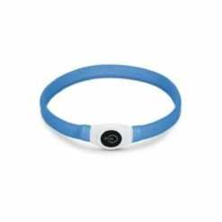Beeztees Brede LED Halsband Hond - Verstelbaar - 65 X 2.5 Cm - Blauw - Lichtgevende Halsband