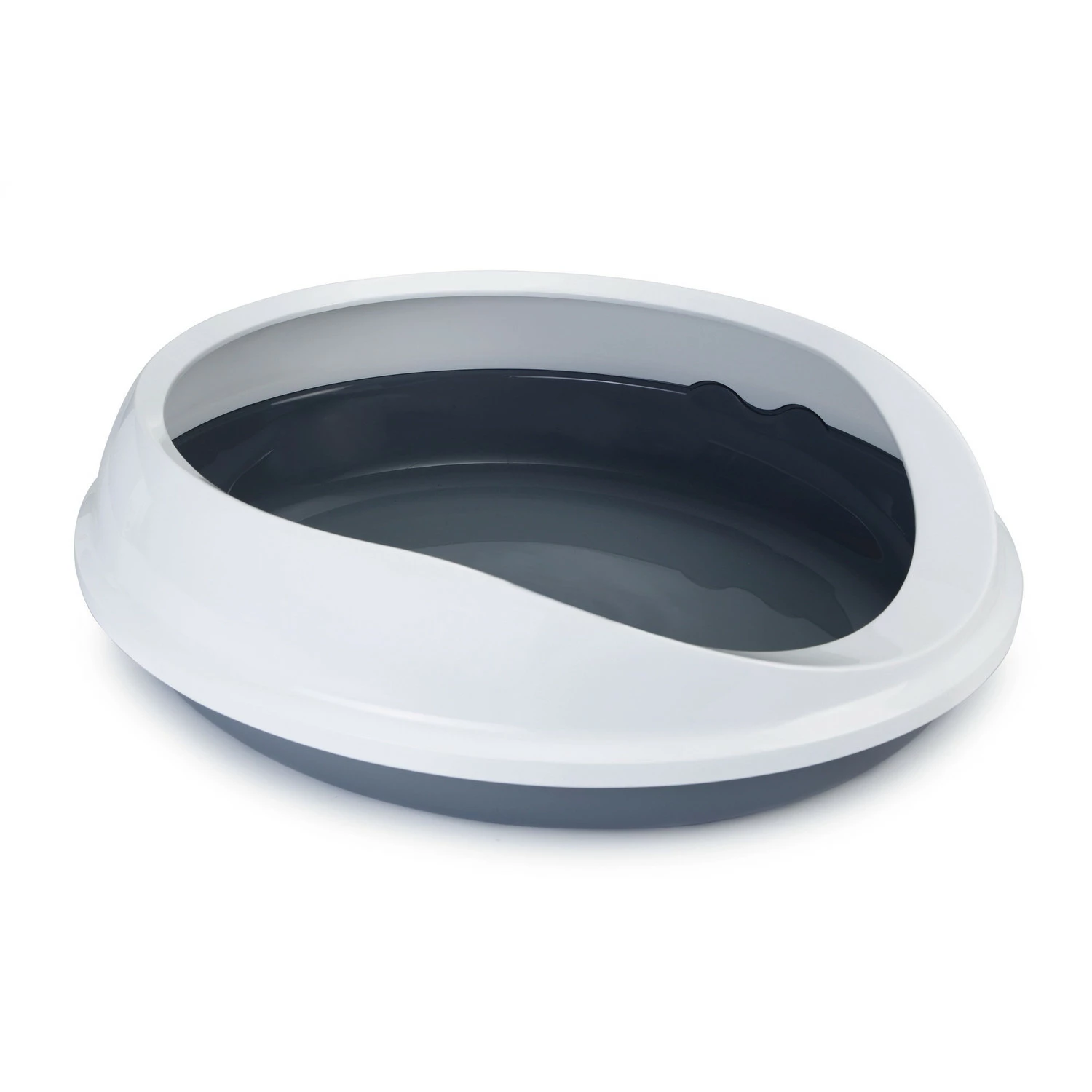 Beeztees Ronde Kattenbak Figaro - 46 X 55 Cm - Grijs/wit 3 Beeztees Ronde Kattenbak Figaro - 46 X 55 Cm - Grijs/wit