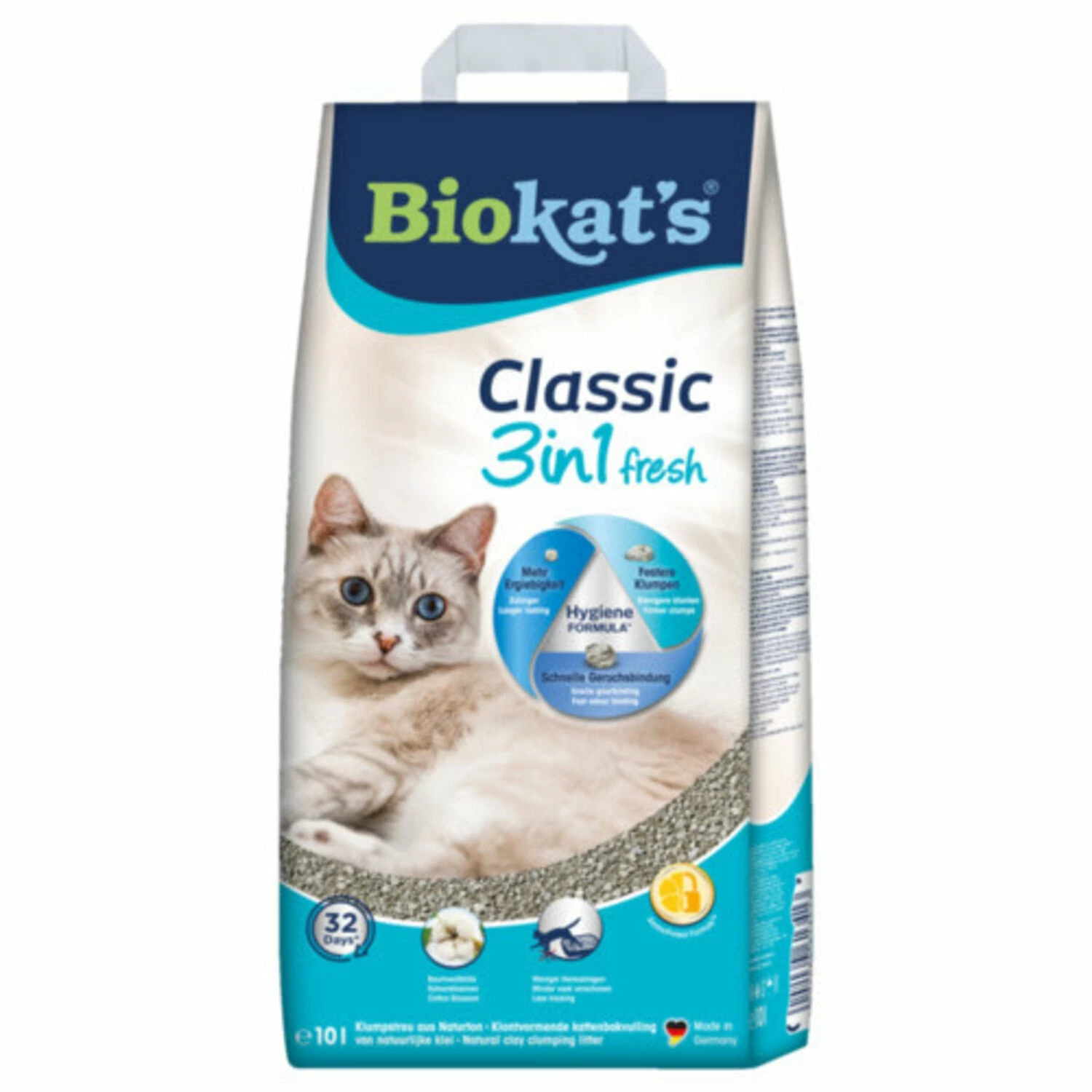 Biokat Biokat's Classic 3in1 Fresh Kattenbakvulling - Cotton Blossom - 10 Liter 4 Biokat Biokat's Classic 3in1 Fresh Kattenbakvulling - Cotton Blossom - 10 Liter - Afbeelding 2