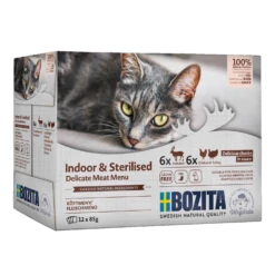Bozita Bozita Feline Pouch Multipack Indoor & Sterilised - Delicate Meat Menu - 12x85 Gram - Chunks In Sauce