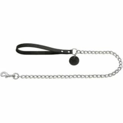 Hunter Hunter Hondenriem Ketting - Leren Handvat Zwart