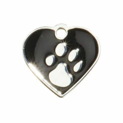 IMARC Hondenpenning – Hart – Poot Zilver – Zwart
