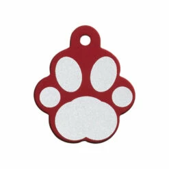 IMARC Hondenpenning - Pootvorm Rood Met Zilver Groot