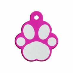 IMARC Hondenpenning - Pootvorm Roze Met Zilver Groot