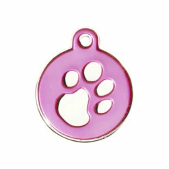 IMARC Hondenpenning – Rond – Poot Zilver – Roze