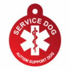 IMARC Hondenpenning - Rond - Service Dog Autism Support Dog - Rood - Groot