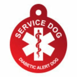 IMARC Hondenpenning - Rond - Service Dog Diabetic Alert Dog - Rood - Groot