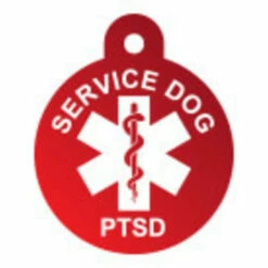 IMARC Hondenpenning - Rond - Service Dog PTSD - Rood - Groot