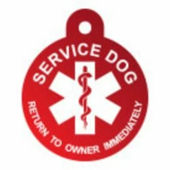 IMARC Hondenpenning - Rond - Service Dog Return To Owner Immediately - Rood 7 IMARC Hondenpenning - Rond - Service Dog Return To Owner Immediately - Rood -Puur Winkel imarc hondenpenning rond service dog return to own 2