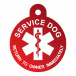 IMARC Hondenpenning - Rond - Service Dog Return To Owner Immediately - Rood