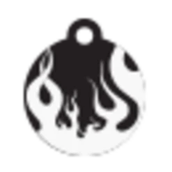 IMARC Hondenpenning – Rond – Vlammen – Zwart