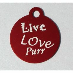 IMARC Kattenpenning – Rond – Live Love Purr – Rood - Klein Ø2 Cm