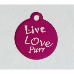 IMARC Kattenpenning – Rond – Live Love Purr – Roze - Klein Ø2 Cm