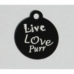 IMARC Kattenpenning – Rond – Live Love Purr – Zwart - Klein Ø2 Cm