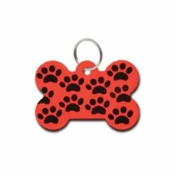Pet Scribe Hondenpenning - Design Opdruk Groot Bot - Rood Met Zwarte Pootjes