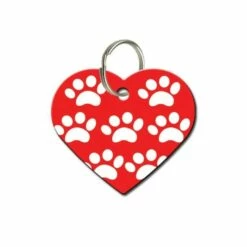 Pet Scribe Hondenpenning - Design Opdruk Groot Hart - Rood Met Witte Pootjes