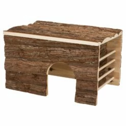 Trixie Trixie Houten Huis Ila Met Ruif Schorshout - 40x25x29 Cm -Puur Winkel trixie trixie houten huis ila met ruif schorshout 3