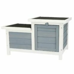 Trixie Trixie Natura Houten Schuilhuis - 70x43x45 Cm - 2 Ingangen - Grijs-Wit -Puur Winkel trixie trixie natura houten schuilhuis 70x43x45 cm 2